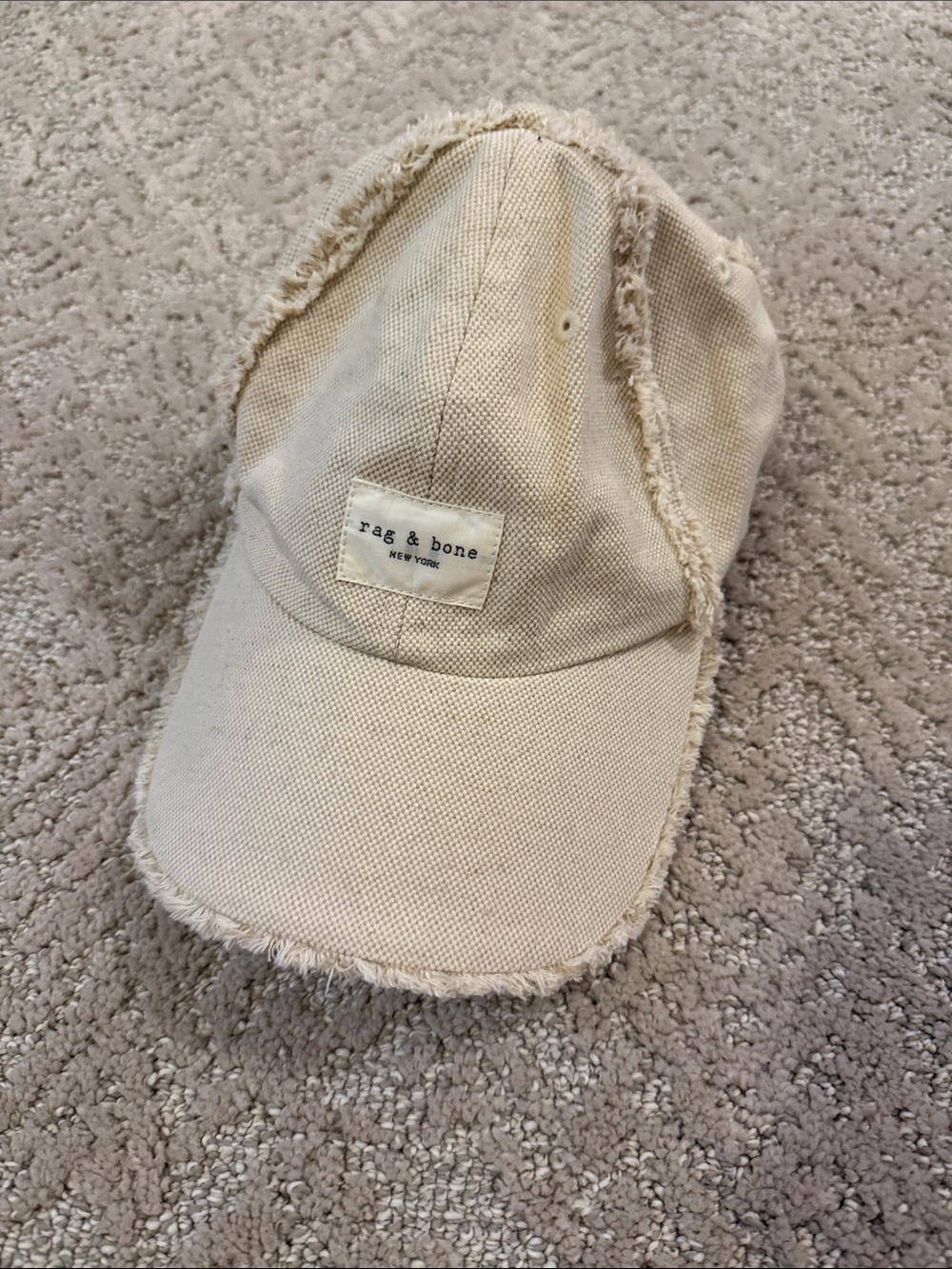 rag & bone Kids Frayed Edge Cream Baseball Hat